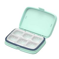 TOPLNER Portable Travel Pill Case - Pill Sorter with 6 Removable Compartments, Small Box and Pill Container, Travel Pill Holder Moisture Proof Pill Organizer (Green)