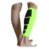 Mcolics Unisex Calf Compression Leg Sleeve Shin Guard Support Calf Socks for Men Women Running, Cycling, Hiking, Shin Splints and Varicose Veins (1 pair) (Fluorescent Green, Large)