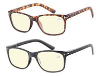 Computer Glasses Set of 2 Anti Glare Anti Reflection Stylish Comfortable Spring Hinge Frames for Men and Women +1