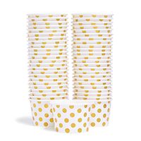 Paper Ice Cream Cups - 50-Count 9-Oz Disposable Dessert Bowls for Hot or Cold Food, 9-Ounce Party Supplies Treat Cups for Sundae, Frozen Yogurt, Soup, Gold Foil Polka Dots