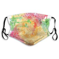Fashion Comfortable Windproof mask,Outline Style Mandala Motif with Hearts Paisleys On Color Splash Background,Printed Facial Decorations for Unisex S