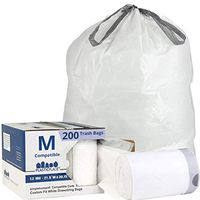 Plasticplace Custom Fit Trash Bags │ Simplehuman Code M Compatible (200 Count) │ White Drawstring Garbage Liners 12 Gallon / 45 Liter │ 21.5" x 30.75"