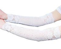1 Pair Lace Wrist Protectors Elbow Guards Women Arm Sleeves White