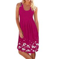JURTEE Summer Dresses for Women, Sleeveless Evening Party Beach Dress Knee Short Dress(X-Large,Hot Pink)