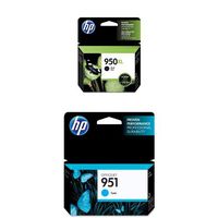 HP 950XL Black High Yield Original Ink Cartridge (CN045AN) and HP 951 Cyan Original Ink Cartridge (CN050AN) Bundle