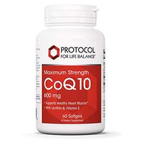 Protocol For Life Balance - CoQ10 600 mg (Maximum Strength) - Lecithin and Vitamin E to Support Heart, Cardiovascular and Circulatory Health, Antioxidant, Cellular Energy Production - 60 Softgels