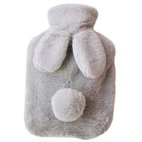 MEIYIN Cute Rabbit Ears Hot Water Bottle with Thicken Plush Cover Warm Heat Therapy Insulated Water Bag