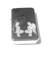 Vector KGM Thunderbird Custom Lighter - Sexy Devil Angel Stripper Babe Squating Logo High Polish Chrome Rare!