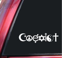 H-Tradings Coexist - Promote Peace White 8 Inches Approx Cars Walls Helmets Toolbox Laptop Die-Cut Vinyl Stickers Decals Vans SUV Trucks Windows Bumper
