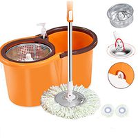 360° Rotating Magic Mop And Bucket Set Cleaning Set Plus 2 Mop Head Free Dry Hand - Mop Bucket Size: 46x26x23cm (Yellow)