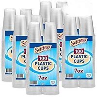 [600 Count - 7 Oz Cups] Settings Clear Disposable Plastic Drinking Cups Great For Juice, Water, Soda, Beer, Use At Party, Home, Office, Picnic, BBQ, Or Event, 6 Packs