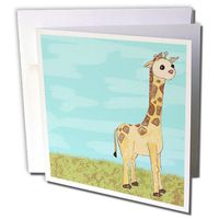 3dRose Cute Painted Baby Giraffe - Greeting Cards, 6 x 6 inches, set of 6 (gc_24618_1)