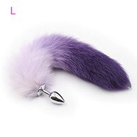 Yuamily Stainless Steel Amal Plug with Colorful Fox Tail Buttpluģ Adult Health Six-Toy Massage for Women Men Couple (Purple, M)