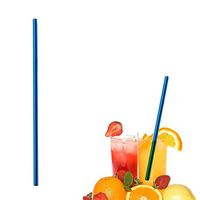Stainless Steel Staws,Sikye 6mm Diameter Metal Drinking Reusable Straws Bent/Straight Washable Lenth 21.5cm (Blue (Straight))