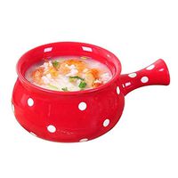 Bowl Bowl Polka Dot Ceramic Handle Bowl Single Student Home Fruit Salad Bowl Soup Rice Noodle Bowl Lovely Bowl Ceramic Bowl Party Tableware Household tableware, retro bowl