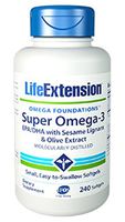 Super Omega-3 EPA/DHA with Sesame Lignans & Olive Extract 240 Easy-to-Swallow softgels-Pack-3