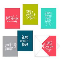 Female Empowerment Note Cards / 12 Motivational Notes and Envelopes / 12 Blank Cards