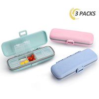 LABELIFE Portable Pill Organizer - 3 Packs BPA Free Travel Pill Case with Easy Carry, Pocket Pill Box for Daily Fish Oil, Calcium Tablets and Other Vitamin Pills (Blue+Aqua+Pink)