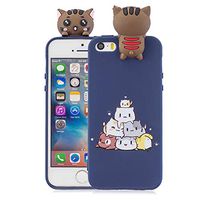 Soft Silicone Case for iPhone SE/iPhone 5S/5,Aoucase Slim Thin 3D Animals Pattern Gel Rubber Drop Protection Protective Case with Black Dual-use Stylus,Lovely Kitten