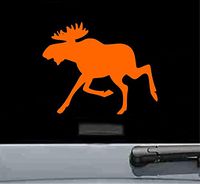JS Artworks Running Moose Vinyl Decal Sticker (Orange)