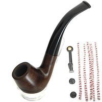 ShowJade (TM) Bent Billiard Ebony Hand Craft Tobacco Pipe with Stand and Free Cleaning Tool