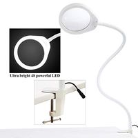 Holulo Desktop Magnifying Glass 48 LED 10X Magnifying Lamp Lighted Magnifier with Stand & Clamp,Daylight Adjustable Clip-on Flexible Craft for Reading, Hobbies,Low Vision,Task Crafts or Workbench