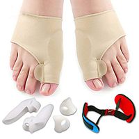 Liobaba 7 Pieces Soft Bunion Protector Toe Straightener Toe Separating Silicone Toe Separators Thumb Valgus Feet Care Foot Pain Ease