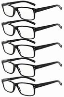 Eyekepper Mens Vintage Reading Glasses-5 Pack Black Frame Glasses for Men Reading,+1.50 Reader Eyeglasses Women