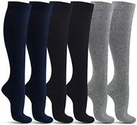 Women’s Compression Socks (6 Pack) – L/XL – Black, Gray, Navy - Graduated Muscle Support, Relief and Recovery. Great for Running, Medical, Athletic, Diabetic, Travel, Pregnancy, Nursing (8-15 mmHg)