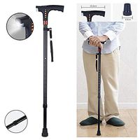 HLDWXN Multi-Function Intelligent Elderly Crutches,Adjustable+LED Light+Non-Slip Telescopic Walking Stick,Smart Radio Alarm,for Elderly, Handicapped
