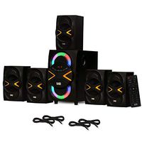Acoustic Audio AA5210 Home Theater 5.1 Speaker System with Bluetooth, LED Lights, FM and 4 Extension Cables