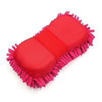 uxcell 8-Shape Microfiber Fiber Chenille Sponge Car Wash Cleaning Glove Pad Rose Red