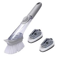 Cleaning Brush, Kitchen Scrub Bristles Sink Soap Dispensing with Comfortable Grip Odourless Bristles for Pot Pan Cast Iron Skillet Dishes Cleaning