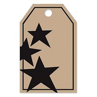 Black Stars On Kraft Printed Gift Tags - 2 1/4 x 3 1/2in. (50)