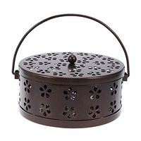 LIOOBO Retro Mosquito Coil Holder Burner Portable Mosquito Incense Burner Holder Box with Handle (Antique Bronze)
