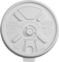 Dart 16FTL Vented Foam Lids for 16-24 oz Foam Cups, Lift n' Lock Lid - Pack of 2