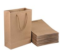 Sdootjewelry Kraft Paper Bags, 50 Pcs Brown Paper Gift Bags with Handles, 7.5 x 3.1 x 10.2’’ Paper Shopping Bags, Retail Bags, Merchandise Bags, Craft Bags
