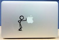 Stick Figure Leaning on MacBook - Vinyl MacBook/Laptop Decal Sticker Graphic
