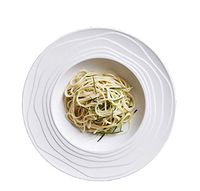 Bjzxz Porcelain Plate Set Simple Fashion Ceramic Dish Soup Plate Home Large Creative Tray Restaurant Pasta Plate 5 Pack (Color : White)