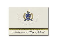 Signature Announcements Nickerson High School (Nickerson, KS) Graduation Announcements, Presidential style, Elite package of 25 with Gold & Blue Metallic Foil seal