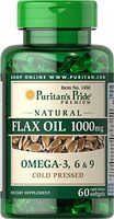 Puritan's Pride Non-GMO Natural Flax Oil 1000 mg-60 Rapid Release Softgels