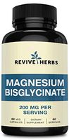 Magnesium Bisglycinate - Naturally Supports Muscle Comfort, Bone Density and Heart Health - 200 MG Per Serving 60 Servings, 60 Veg Capsules - by Revive Herbs