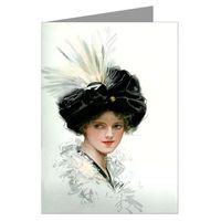 Twelve notecards of Harrison Fisher's Celebrated Illustrations of Women This one Featuring an American Beauty with a Feathered Black hat