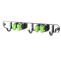 Exttlliy Stainless Steel Wall Mounted Mop Holder Storage Rack Broom Hanger Racks Cleaning Tools Organizer with Hooks Light Green (3 Hooks)