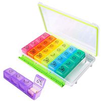 Pill Organizer 4 Times a Day, Hzrfun Medicine Organizer Moisture-Proof Pill Box for Travel Large Compartments Pill Case, Medicine Organizer for Vitamins, Supplements and Fish Oil