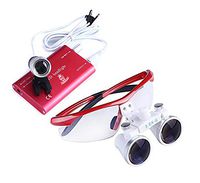 Doc.Royal 3.5X-R Red Frame Surgical Binocular Loupes Optical Glass +Head Light LED Light Lamp