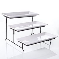 3 Tier Rectangular Serving Platter, Three Tiered Cake Tray Stand, Food Server Display Plate Rack, White