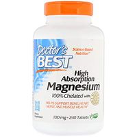 Doctor's Best, High Absorption Magnesium 100% Chelated with Albion Minerals, 100 mg, 240 Tablets