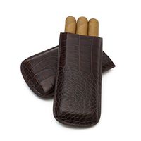 Tampa Fuego Cigar Case Crocodile Grain Leather Brown Standard Made in USA