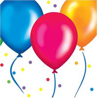Creative Converting 18 Count Birthday Balloons Beverage Napkins, Red/Blue/Orange
